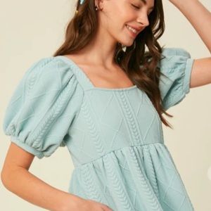 Listicle Sage Baby Doll Dress with Pockets